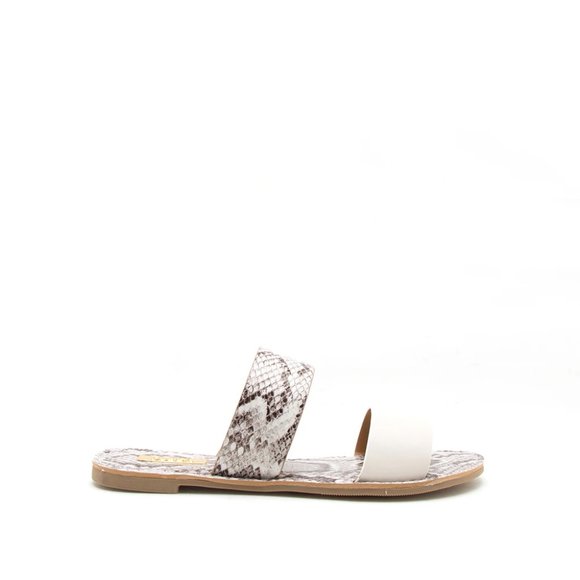 Last Pair Sale! White Snakeskin pattern two band sandals Size 5.5 - Picture 2 of 4